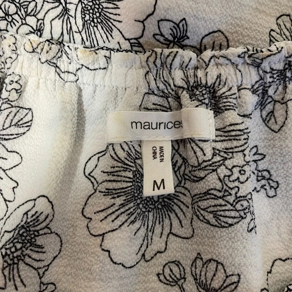 Maurices White & Black Floral Print Ruffle Off the Shoulder Top Medium Women’s - Picture 10 of 12